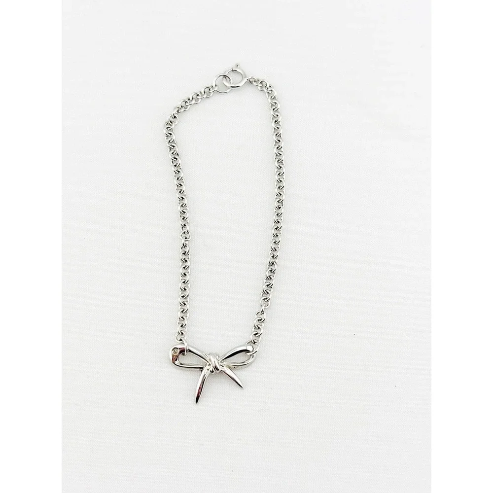 Sterling Silver Hdia 925 U Petite Bow Bracelet 7 1/4